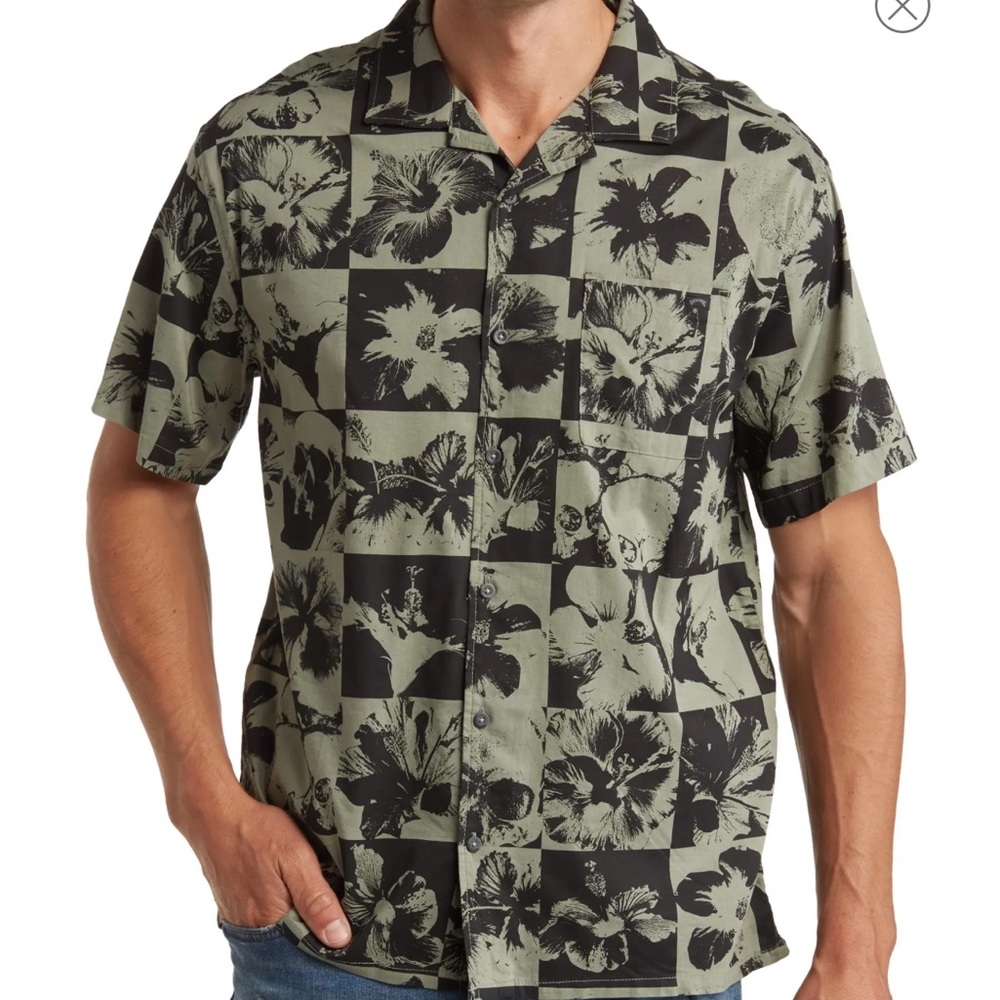 Billabong Button Up Down Mens Medium Sage Cotton - Medium